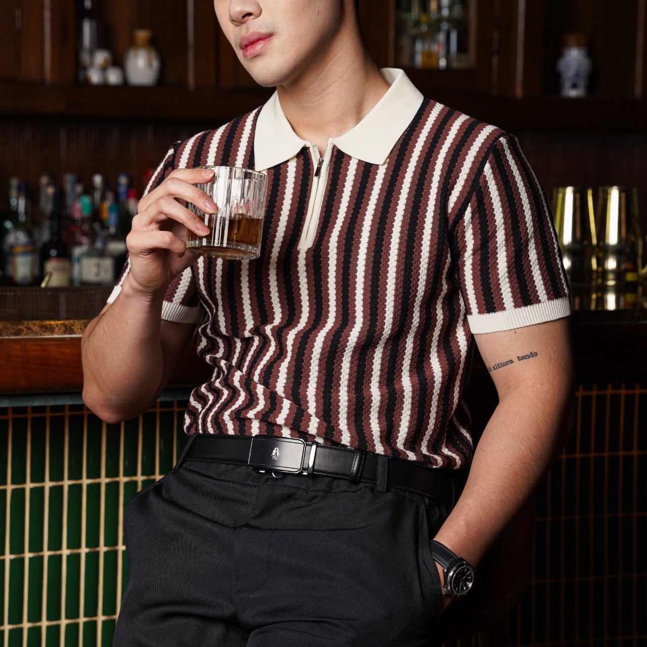 Lorentis Cardiff Stripe Zip Polo — S-Class