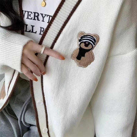 Lorentis Knit Teddy V-Neck Cardigan – Soft Wool Outerwear