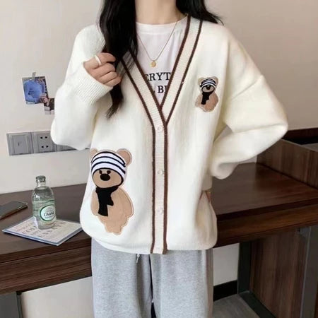 Lorentis Knit Teddy V-Neck Cardigan – Soft Wool Outerwear