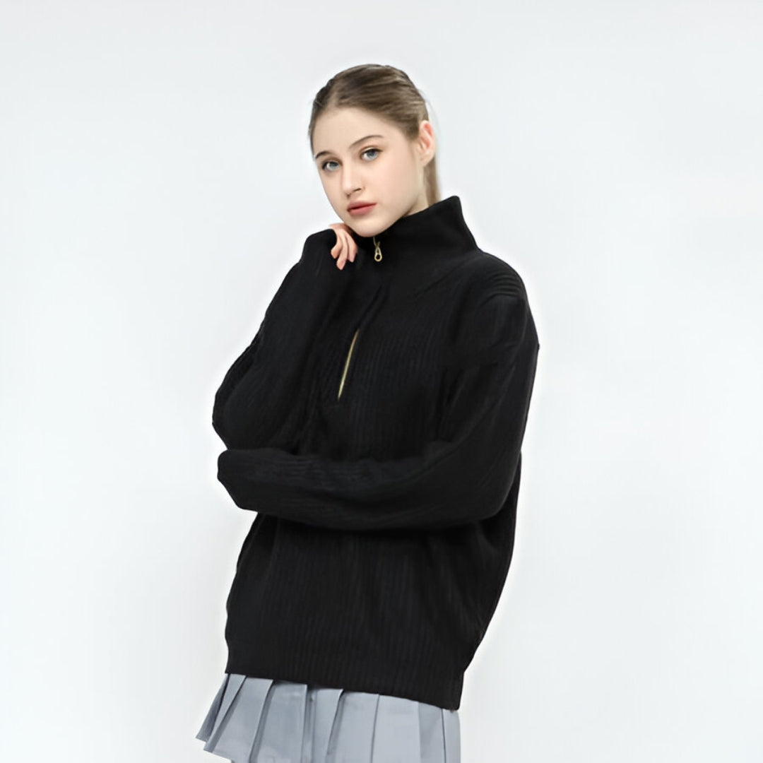 Lorentis Zip-Up Rib Knit Sweater – Casual Knitwear