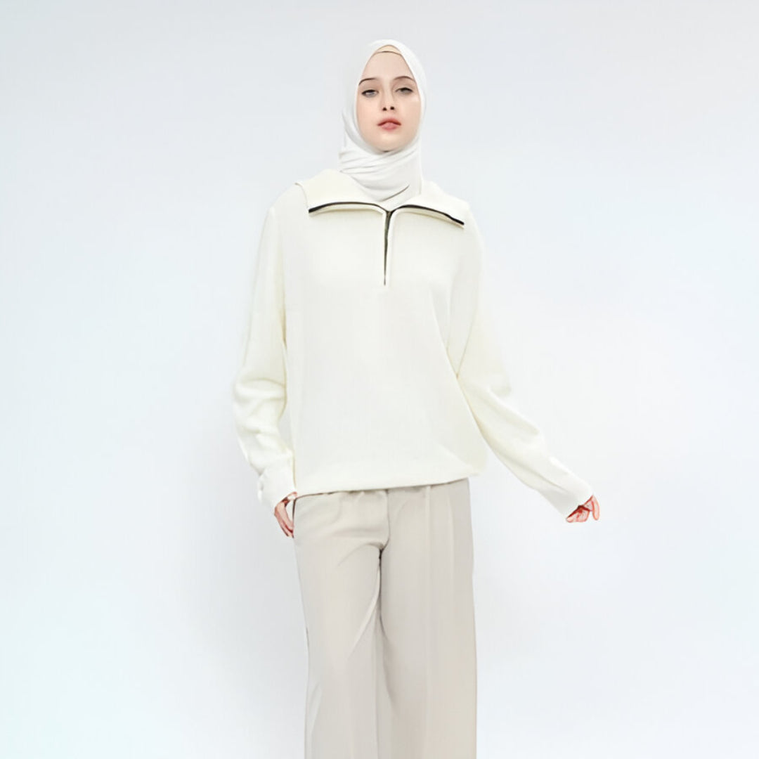 Lorentis Zip-Up Rib Knit Sweater – Casual Knitwear