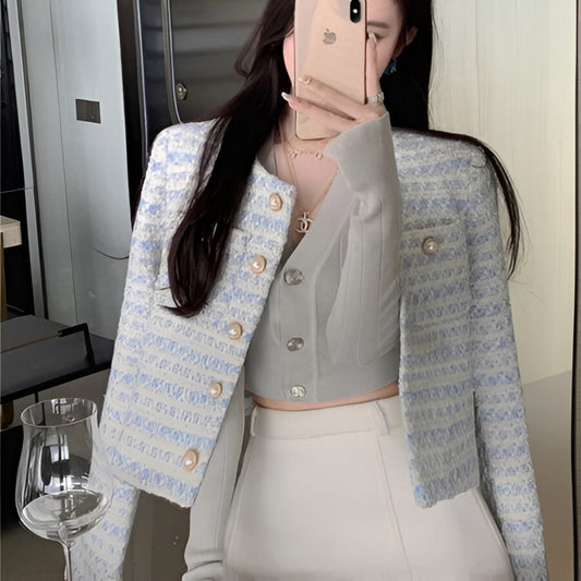 Lorentis Tweed Crop Cardigan – Elegant Retro Premium Outerwear