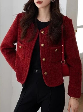 Lorentis Scarlet Tweed Blazer – Maroon Premium Edition
