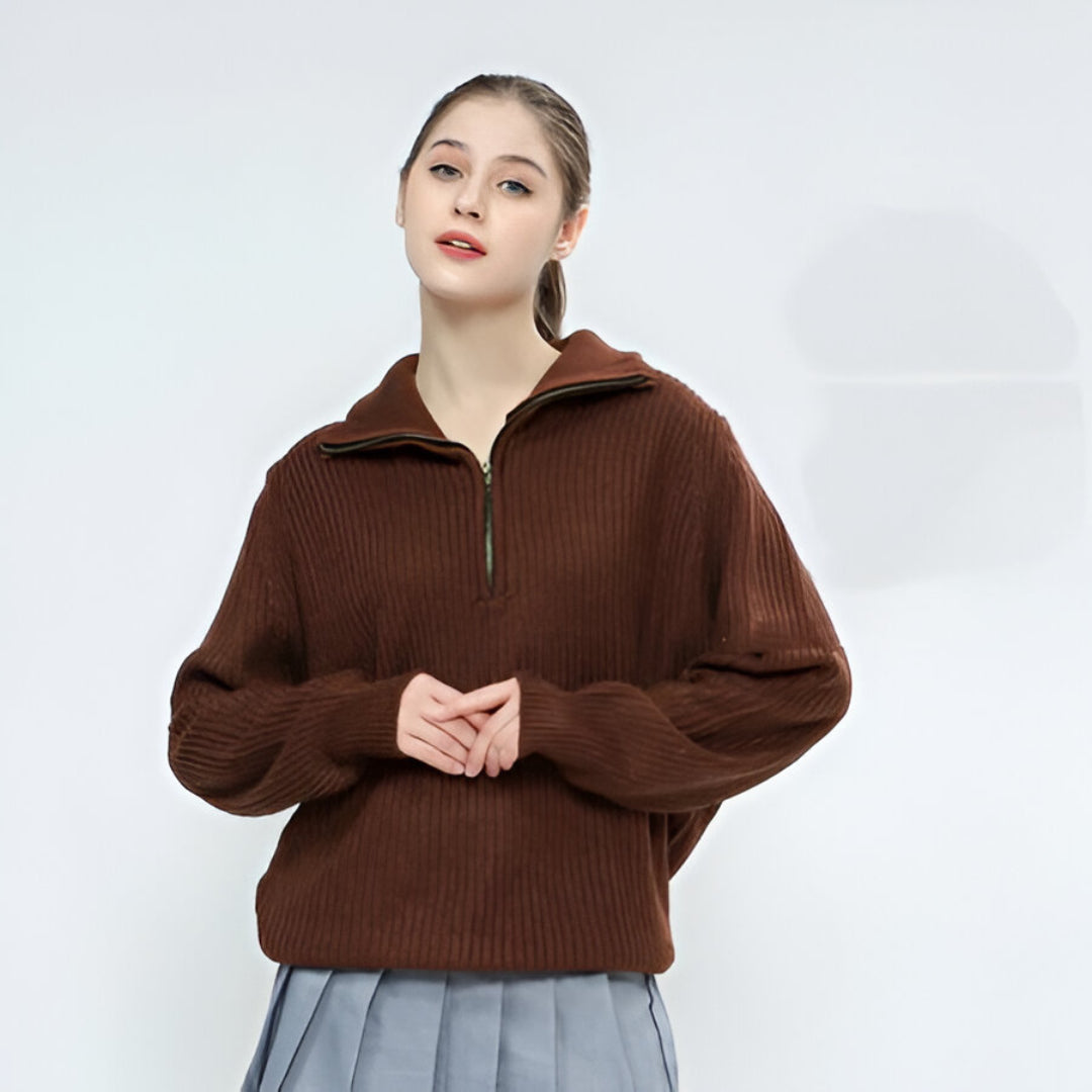 Lorentis Zip-Up Rib Knit Sweater – Casual Knitwear